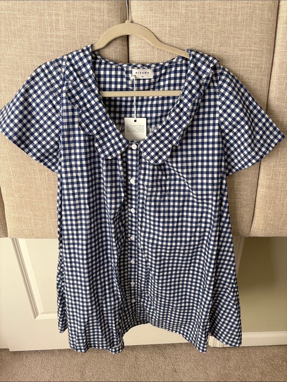Piyama Blue Gingham Button-Down Dress Shirt